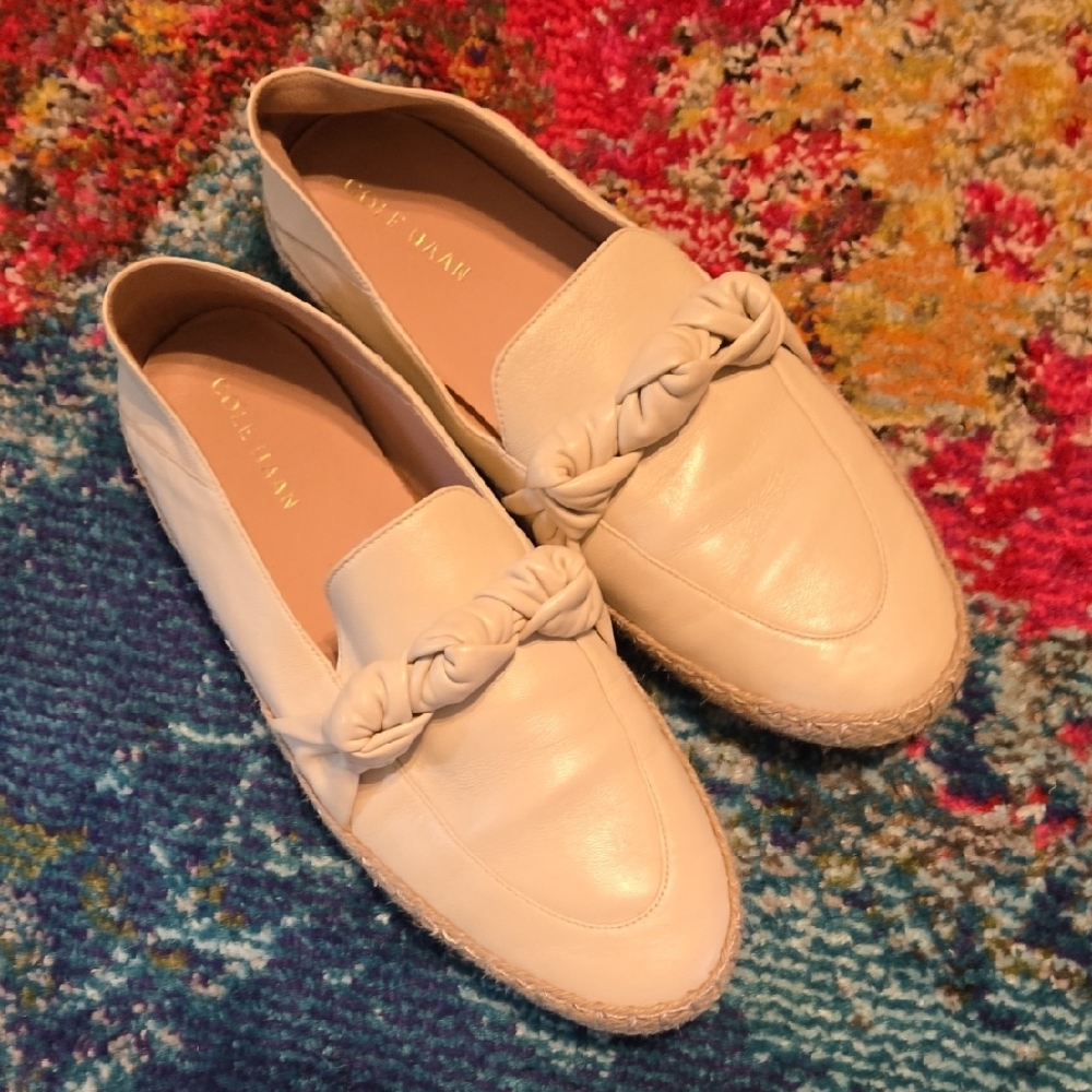 Cole Haan Cream Loafers with Knot Detail